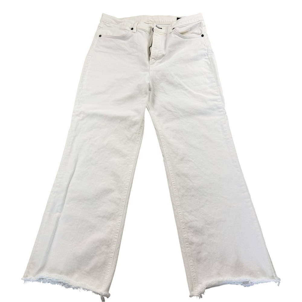 Rag & Bone White Jeans Size 31 High Rise‎ Straight Crop Frayed Hem